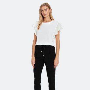 ATM Anthony Thomas Melillo White Mix Media Flute Sleeve Blouse Size S NWT!